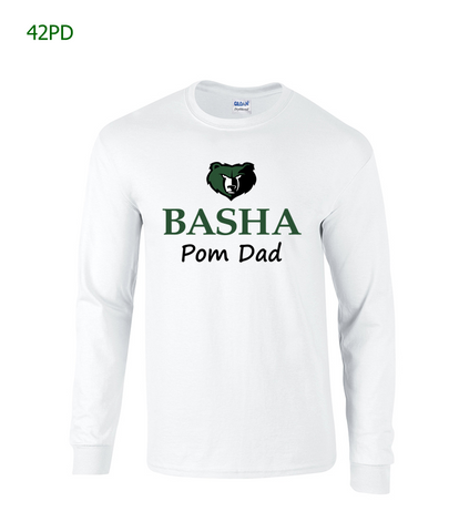 Basha Pom Dad basic l/s t-shirt in white (42PD)