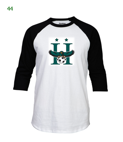 Highland 3/4 raglan sleeve tee in white & black (44)