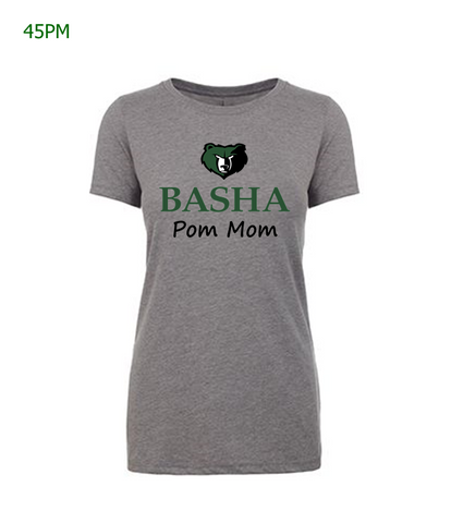 Basha Pom Mom ladies fit s/s tee in dark heather grey (45PM)